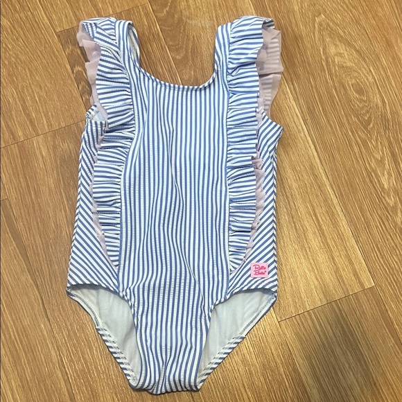 Ruffle Butts Blue and White Striped One Piece sear sucker size 4T - Picture 1 of 4